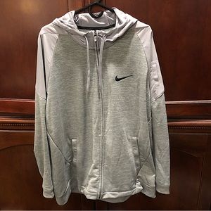 NIKE Dri-Fit Grey With Black Accent Full Zipper Hoodie Sz XXL